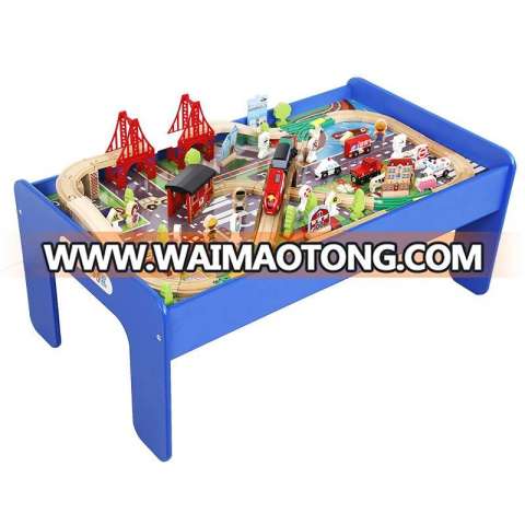 Wholesale OEM Wooden Table Train Set Train Track Kids Construct Toy Car Model